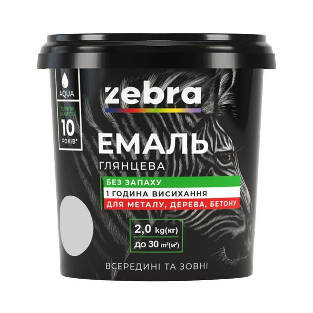 Емаль акрилова універсальна ZEBRA RAL 3020 червоний глянець 2 кг